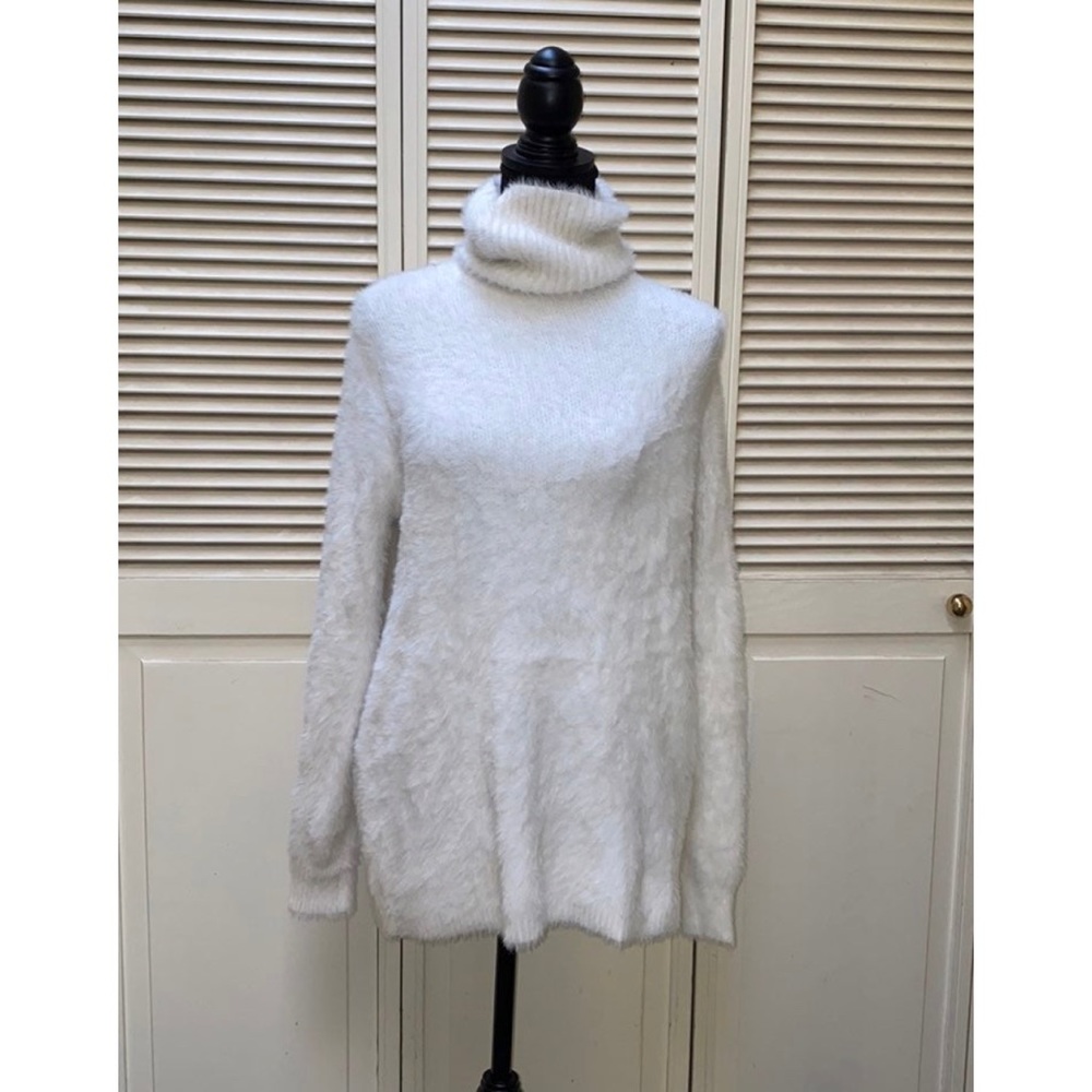 Zara Fuzzy Knit White Turtleneck